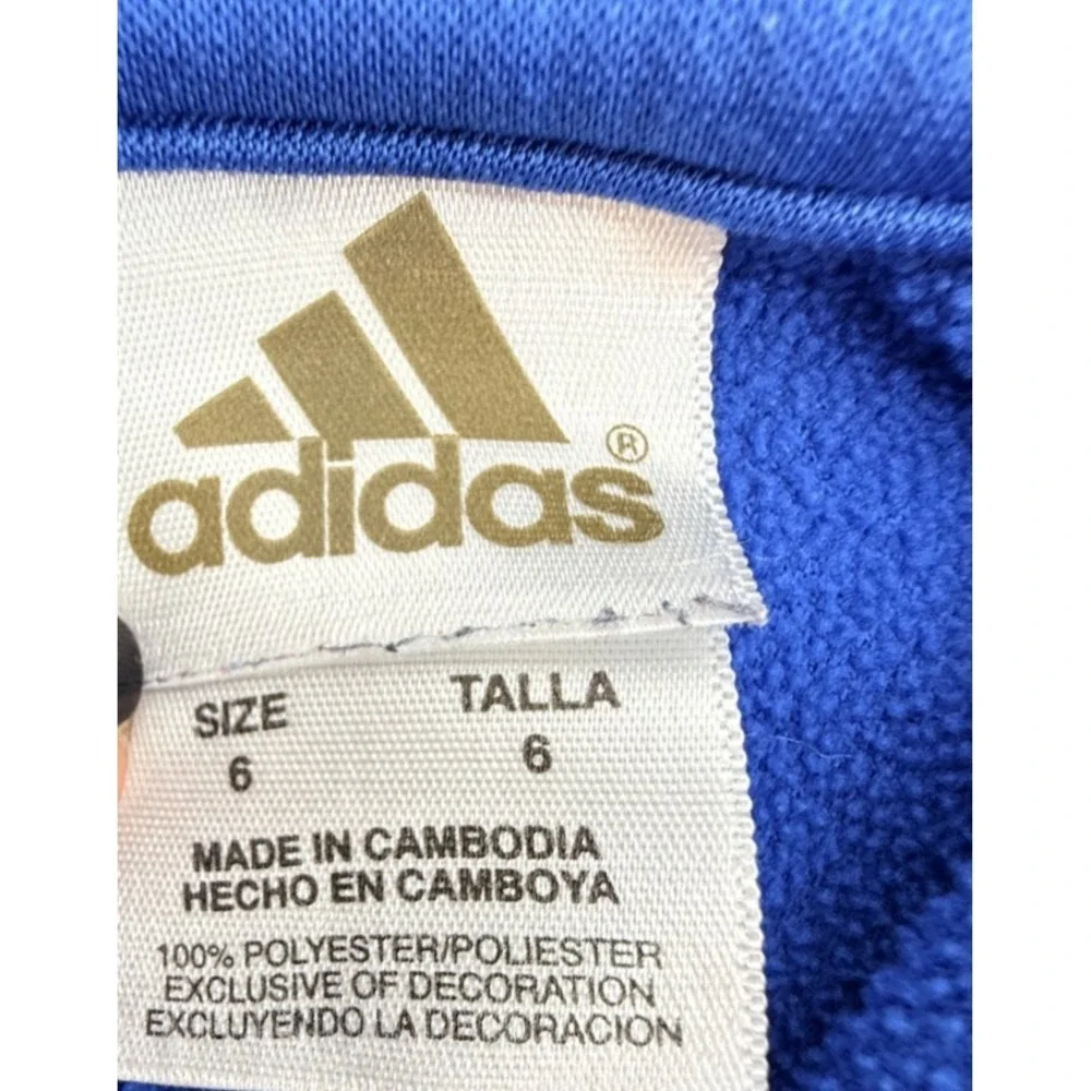 Adidas Youth Hoodie Size 6 Blue Pullover‎ Big Logo Sweatshirt